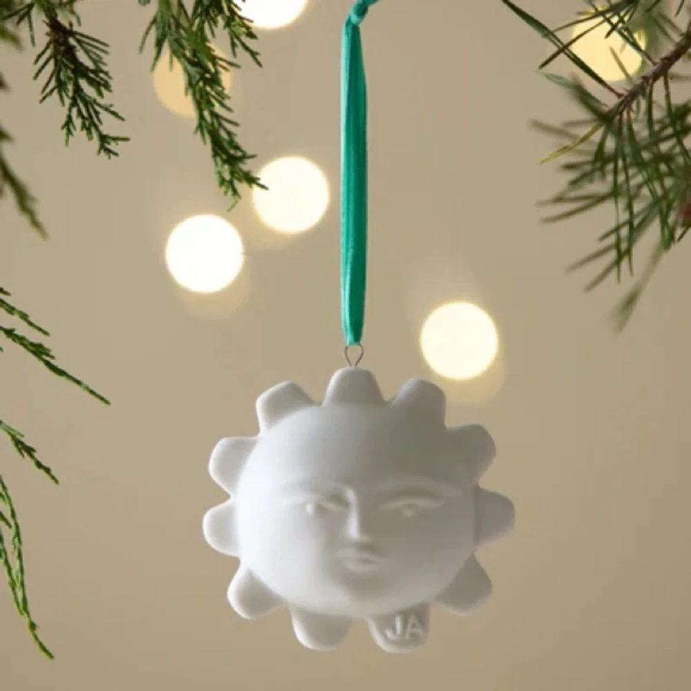 New in Box Jonathan Adler Matte Porcelain SUN Menagerie Christmas Ornament